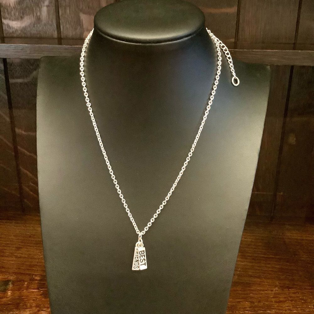 Best Friends Silver tone Necklace euc - Picture 2 of 4